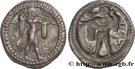 LUCANIA - POSEIDONIA
Type : Drachme 
Date : c. 530-500 AC. 
Mint name / Town : Poseidonia, Lucanie 
Metal : silver 
Diameter : 20,5  mm
Orientation di...
