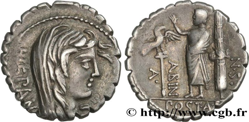 POSTUMIA
Type : Denier serratus 
Date : 81 AC. 
Mint name / Town : Rome 
Metal :...