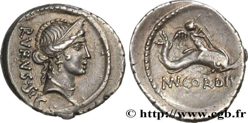 CORDIA
Type : Denier 
Date : 46 AC. 
Mint name / Town : Rome 
Metal : silver 
Mi...