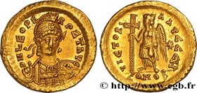 LEO I
Type : Solidus 
Date : 462-466 
Mint name / Town : Constantinople 
Metal : gold 
Millesimal fineness : 1000  ‰
Diameter : 20  mm
Orientation die...
