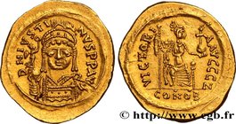 JUSTIN II
Type : Solidus 
Date : 567-578 
Mint name / Town : Constantinople 
Metal : gold 
Millesimal fineness : 1000  ‰
Diameter : 22  mm
Orientation...