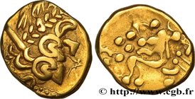 AMBIANI (Area of Amiens)
Type : Statère d'or biface au flan court 
Date : c. 80-50 AC. 
Mint name / Town : Amiens (80) 
Metal : gold 
Diameter : 19  m...