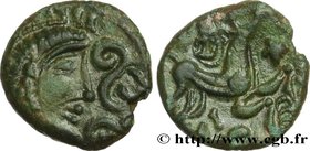 AMBIANI (Area of Amiens)
Type : Bronze au cheval 
Date : c. 60-50 AC. 
Mint name / Town : Amiens (80) 
Metal : bronze 
Diameter : 14  mm
Orientation d...