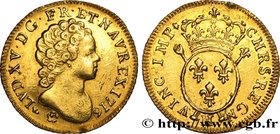 LOUIS XV THE BELOVED
Type : Louis d'or aux insignes, millésime après REX 
Date : 1716 
Mint name / Town : La Rochelle 
Metal : gold 
Millesimal finene...