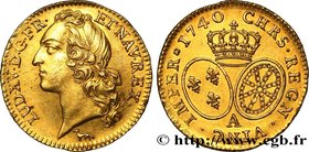 LOUIS XV THE BELOVED
Type : Louis d'or dit "au bandeau" 
Date : 1740 
Mint name / Town : Paris 
Quantity minted : 49368 
Metal : gold 
Millesimal fine...