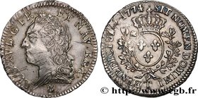 LOUIS XV THE BELOVED
Type : Demi-écu dit "à la vieille tête" 
Date : 1774 
Mint name / Town : Nantes 
Quantity minted : 2888 
Metal : silver 
Millesim...