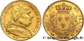 LOUIS XVIII
Type : 20 francs or Louis XVIII, buste habillé 
Date : 1815 
Mint name / Town : Rouen 
Quantity minted : 22.982 
Metal : gold 
Millesimal ...