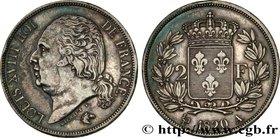 LOUIS XVIII
Type : 2 francs Louis XVIII 
Date : 1820 
Mint name / Town : Paris 
Quantity minted : 52601 
Metal : silver 
Millesimal fineness : 900  ‰
...