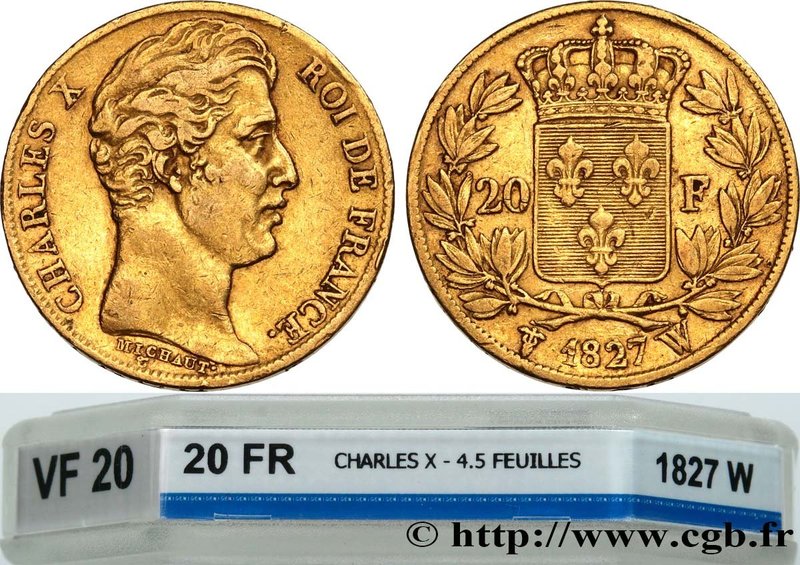 CHARLES X
Type : 20 francs or Charles X 
Date : 1827 
Mint name / Town : Lille 
...