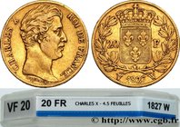 CHARLES X
Type : 20 francs or Charles X 
Date : 1827 
Mint name / Town : Lille 
Quantity minted : 3419 
Metal : gold 
Millesimal fineness : 900  ‰
Dia...