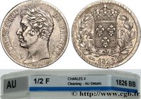 CHARLES X
Type : 1/2 franc Charles X 
Date : 1826 
Mint name / Town : Strasbourg 
Quantity minted : 10860 
Metal : silver 
Millesimal fineness : 900  ...