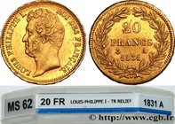LOUIS-PHILIPPE I
Type : 20 francs or Louis-Philippe, Tiolier, tranche inscrite en relief 
Date : 1831 
Mint name / Town : Paris 
Quantity minted : 215...