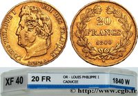 LOUIS-PHILIPPE I
Type : 20 francs or Louis-Philippe, Domard 
Date : 1840 
Mint name / Town : Lille 
Quantity minted : 4508 
Metal : gold 
Millesimal f...