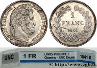 LOUIS-PHILIPPE I
Type : 1 franc Louis-Philippe, couronne de chêne 
Date : 1841 
Mint name / Town : Bordeaux 
Quantity minted : 42169 
Metal : silver 
...