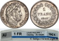 LOUIS-PHILIPPE I
Type : 1 franc Louis-Philippe, couronne de chêne 
Date : 1842 
Mint name / Town : Bordeaux 
Quantity minted : 32199 
Metal : silver 
...