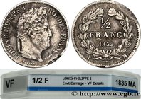 LOUIS-PHILIPPE I
Type : 1/2 franc Louis-Philippe 
Date : 1835 
Mint name / Town : Marseille 
Quantity minted : 19.044 
Metal : silver 
Millesimal fine...