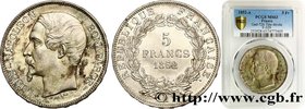 II REPUBLIC
Type : 5 francs Louis-Napoléon, 1er type 
Date : 1852 
Mint name / Town : Paris 
Quantity minted : 16096228 
Metal : silver 
Millesimal fi...