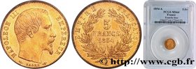 SECOND EMPIRE
Type : 5 francs or Napoléon III, tête nue, petit module, tranche lisse 
Date : 1854 
Mint name / Town : Paris 
Quantity minted : 690.838...