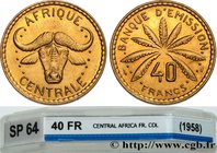 CENTRAL AFRICA
Type : Épreuve de 40 Francs de George Lay 
Date : 1958 
Mint name / Town : Paris 
Quantity minted : 33 
Metal : bronze-aluminium 
Diame...