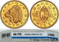 CENTRAL AFRICA
Type : Épreuve de 40 Francs de R. Cochet 
Date : 1958 
Mint name / Town : Paris 
Quantity minted : 33 
Metal : bronze-aluminium 
Diamet...