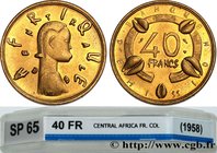 CENTRAL AFRICA
Type : Épreuve de 40 Francs de A. Galtie 
Date : 1958 
Mint name / Town : Paris 
Quantity minted : 33 
Metal : bronze-aluminium 
Diamet...