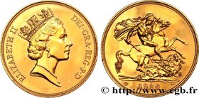 GREAT-BRITAIN - ANNE STUART - ELIZABETH II
Type : 5 Pounds Proof 
Date : 1986 
Mint name / Town : Londres 
Quantity minted : 7723 
Metal : gold 
Mille...