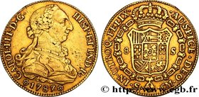SPAIN - KINGDOM OF SPAIN - CHARLES III
Type : 8 Escudos 
Date : 1787 
Mint name / Town : Séville 
Quantity minted : - 
Metal : gold 
Millesimal finene...