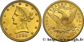 UNITED STATES OF AMERICA
Type : 10 Dollars "Liberty" 
Date : 1893 
Mint name / Town : Philadelphie 
Quantity minted : 1840895 
Metal : gold 
Millesima...