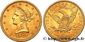 UNITED STATES OF AMERICA
Type : 10 Dollars or "Liberty" 
Date : 1907 
Mint name / Town : Philadelphie 
Quantity minted : 1203973 
Metal : gold 
Milles...