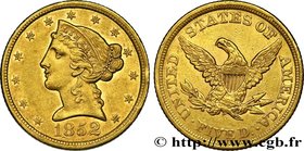 UNITED STATES OF AMERICA
Type : 5 Dollars "Liberty" 
Date : 1852 
Mint name / Town : Philadelphie 
Quantity minted : 573901 
Metal : gold 
Millesimal ...