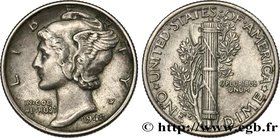 UNITED STATES OF AMERICA
Type : 1 Dime Mercury 
Date : 1942/1 
Mint name / Town : Philadelphie 
Metal : silver 
Diameter : 17,9  mm
Orientation dies :...