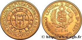 PERU
Type : 1000 Soles 400e anniversaire de l’atelier de Lima 
Date : 1965 
Mint name / Town : Lima 
Quantity minted : 27000 
Metal : gold 
Millesimal...