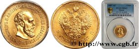 RUSSIA - ALEXANDER III
Type : 5 Rouble 
Date : 1887 
Mint name / Town : Saint-Petersbourg 
Quantity minted : 3261000 
Metal : gold 
Millesimal finenes...