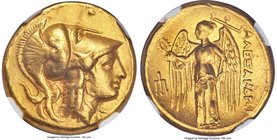 MACEDONIAN KINGDOM. Alexander III the Great (336-323 BC). AV distater (22mm, 17.12 gm, 11h). NGC Choice VF 5/5 - 2/5, brushed, edge smoothing. Lifetim...