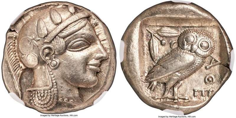 ATTICA. Athens. Ca. 465-455 BC. AR tetradrachm (24mm, 17.16 gm, 10h). NGC Choice...