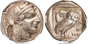 ATTICA. Athens. Ca. 465-455 BC. AR tetradrachm (24mm, 17.16 gm, 10h). NGC Choice XF S 5/5 - 4/5. Head of Athena right, wearing crested Attic helmet or...