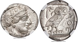 ATTICA. Athens. Ca. 440-404 BC. AR tetradrachm (25mm, 17.22 gm, 3h). NGC MS S 5/5 - 5/5. Mid-mass coinage issue. Head of Athena right, wearing crested...