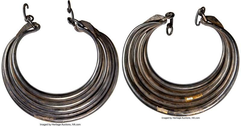 Hmong (Yeo) & Mien Hill Tribes silver Multi-Tiered "Neck Ring Money" ND XF, cf. ...