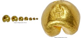 Rama IV 7-Piece Uncertified gold "Bullet" Denomination Set ND (1851), 1) 1/64 Baht - AU, KM-Unl., LeMay-Unl., Krisadaolarn/Mihailovs-pg. 139. 4mm. 0.1...