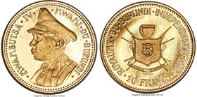 Mwambutsa IV 4-Piece Uncertified gold "Independence" Proof Set 1962,  1) 10 Francs, KM2 2) 25 Francs, KM3 3) 50 Francs, KM4 4) 100 Francs, KM5 KM-PS1....