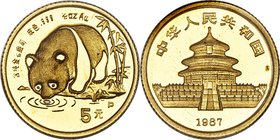 People's Republic 5-Piece Uncertified gold Panda Proof Set 1987-P, 1) 5 Yuan (1/20 oz), KM159 2) 10 Yuan (1/10 oz), KM163 3) 25 Yuan (1/4 oz), KM161 4...