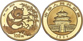 People's Republic gold "Small Date" Panda 100 Yuan (1 oz) 1994 MS69 NGC, Shanghai mint, KM615, PAN-211A. Mintage: 12,003.

HID09801242017