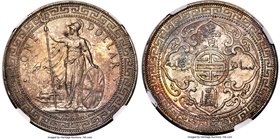 Victoria Trade Dollar 1896-B MS61 NGC, Bombay mint, KM-T5. Toned throughout over surfaces revealing clear underlying luster and Mint State preservatio...