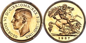 George VI 4-Piece Certified gold Proof Set 1937 PCGS, 1) 1/2 Sovereign - PR66, KM858, S-4077 2) Sovereign - PR65 Cameo, KM859, S-4076 3) 2 Pounds - PR...