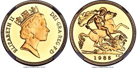 Elizabeth II 4-Piece Certified gold Proof Set 1985 PR69 Ultra Cameo NGC, 1) 1/2 Sovereign, KM942 2) Sovereign, KM943 3) 2 Pounds, KM944 4) 5 Pounds, K...