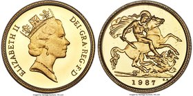 Elizabeth II 3-Piece Uncertified gold Proof Set 1987, 1) 1/2 Sovereign, KM942 2) Sovereign, KM943 3) 2 Pounds, KM944 KM-PS53. Sold with the original c...