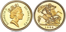 Elizabeth II 3-Piece Uncertified gold Proof Set 1988, 1) 1/2 Sovereign, KM942 2) Sovereign, KM943 3) 2 Pounds, KM944 KM-PS57. Sold with the original c...