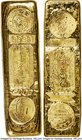 British Colony. King Fook Bullion, Gold Dealer gold Bar of 5 Taels (6 oz) ND (c. 1950) UNC, KM-XB22. 80x22mm. 187.19gm. Gold bar of 5 Taels with two c...