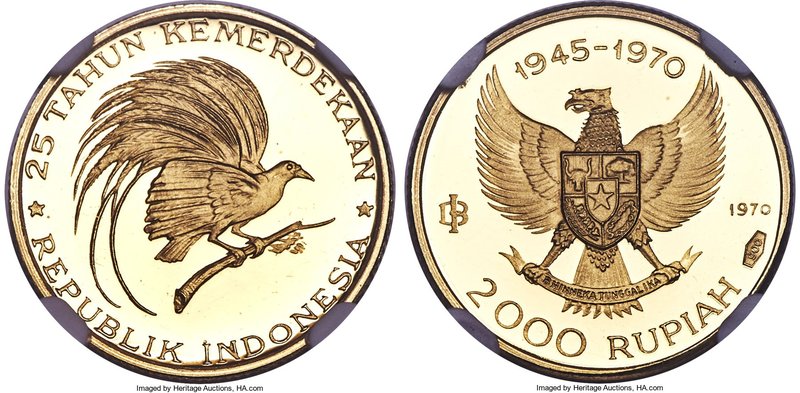 Republic 2-Piece Lot of Certified gold & silver Proof "Wildlife" Multiple Rupiah...