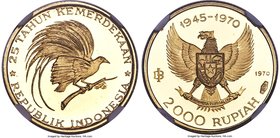 Republic 2-Piece Lot of Certified gold & silver Proof "Wildlife" Multiple Rupiah Ultra Cameo NGC, 1) gold "Great Bird of Paradise" 2000 Rupiah 1970 – ...